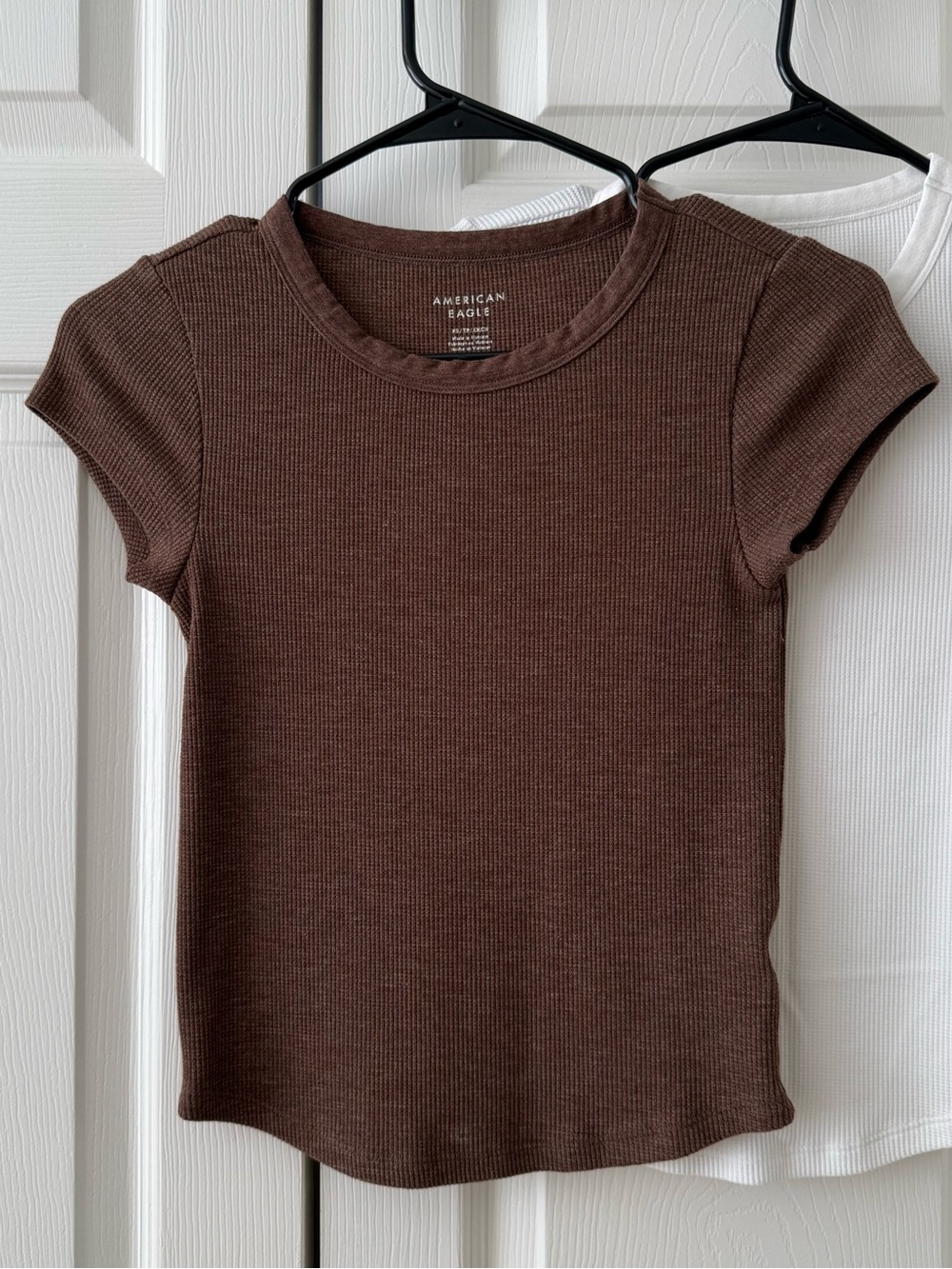 American Eagle Outfitters Brown Ribbed Short Sleeve Tee